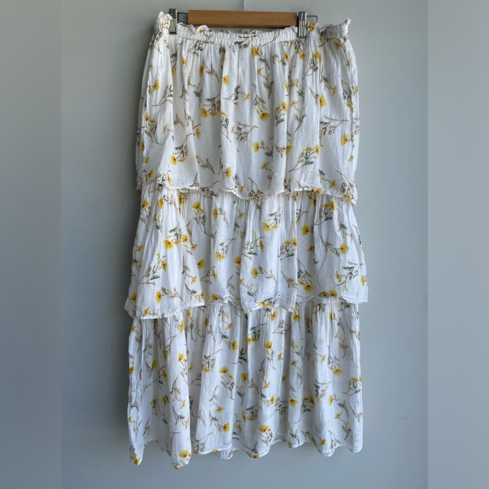 Happy x Nature Tiered Floral Maxi Skirt Kate Hudson